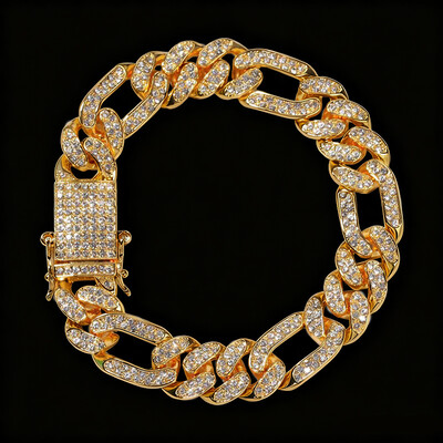 13mm 8" Iced Figaro Bracelet