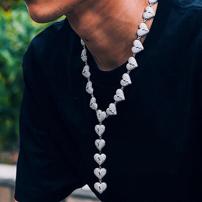 Iced Broken Heart Chain in 18K White Gold