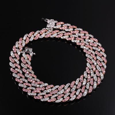 8mm White&Pink Two Tone Cuban Link Chain
