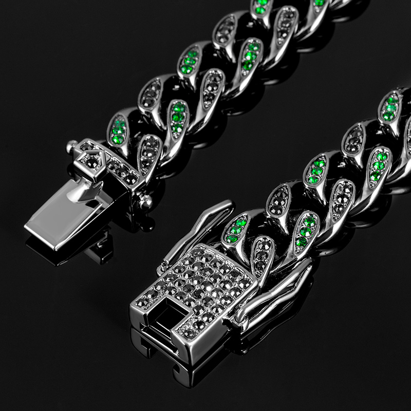 Iced 10mm Teardrop Emerald & Black Miami Cuban Bracelet