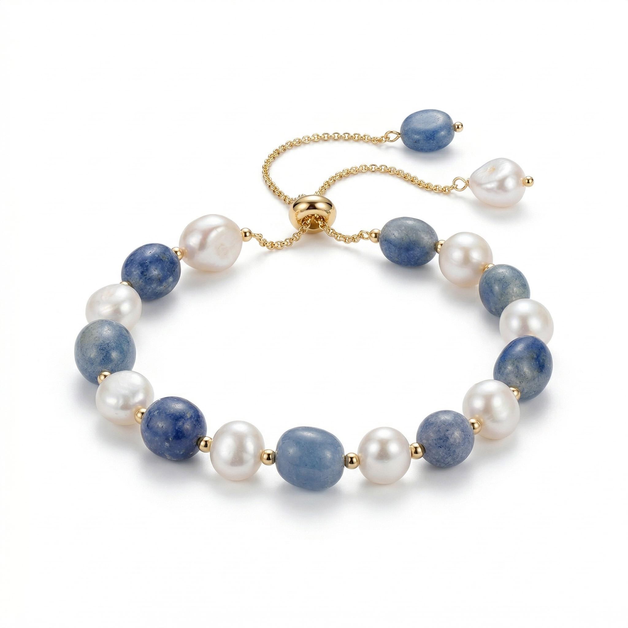 Pearl Blue Aventurine Adjustable Bracelet