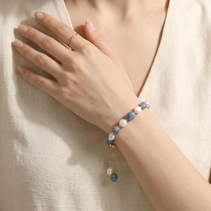 Pearl Blue Aventurine Adjustable Bracelet