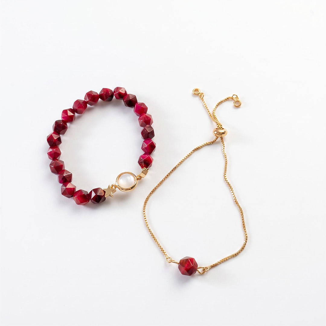 Natural Crystal Stone Adjustable Bracelet Set Natural Crystal Stone Adjustable Bracelet Set