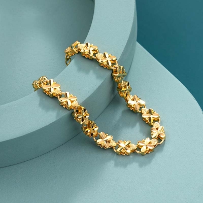 6mm Four-leaf Clover Bracelet in Gold