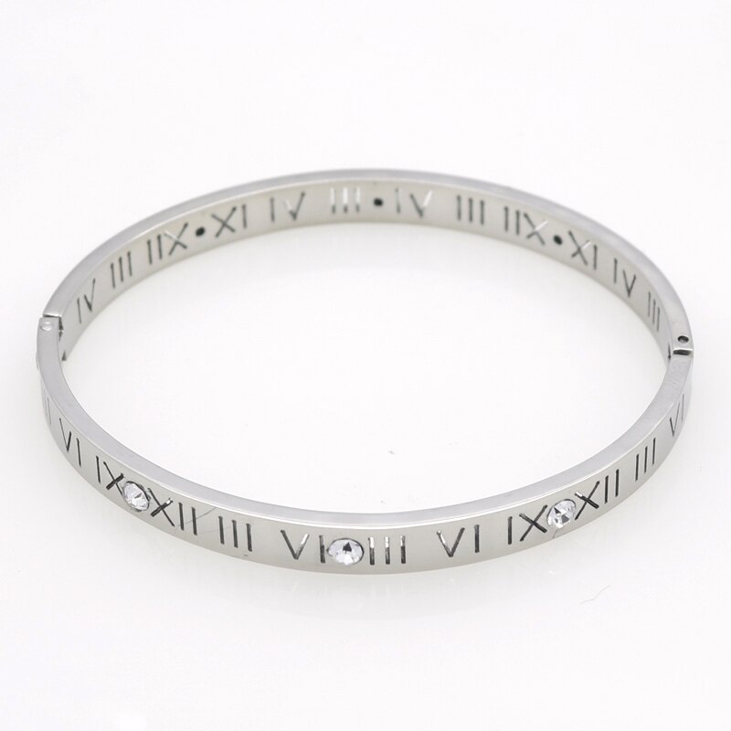 Classic 6mm 316L Stainless Steel Roman Numerals Bracelets & Bangles
