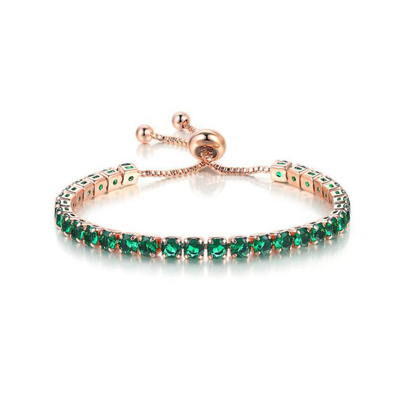 4mm Emerald Stones Tennis Bracelet in Rose Gold