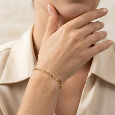 Women's 3mm Figaro Bracelet in Gold