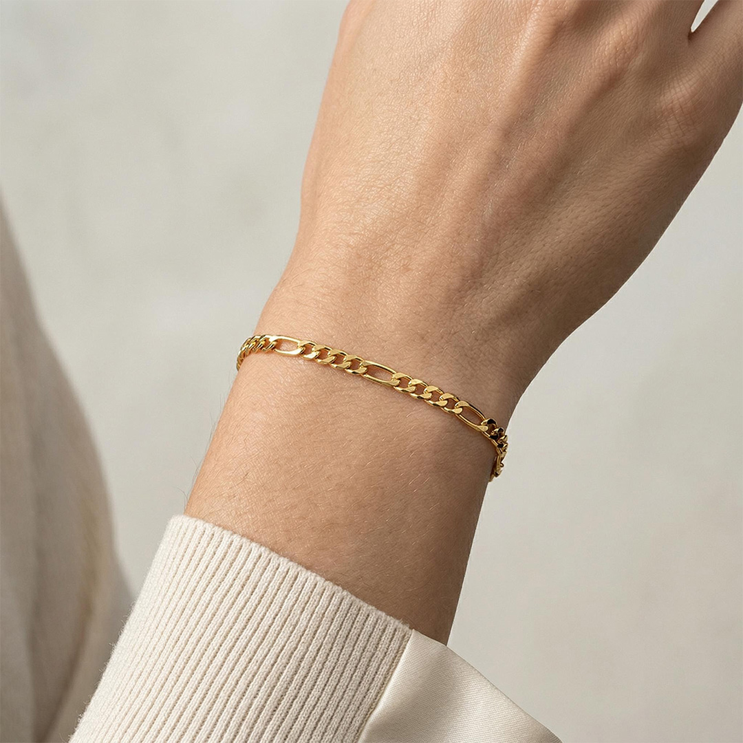 Women's 3mm Figaro Bracelet in Gold