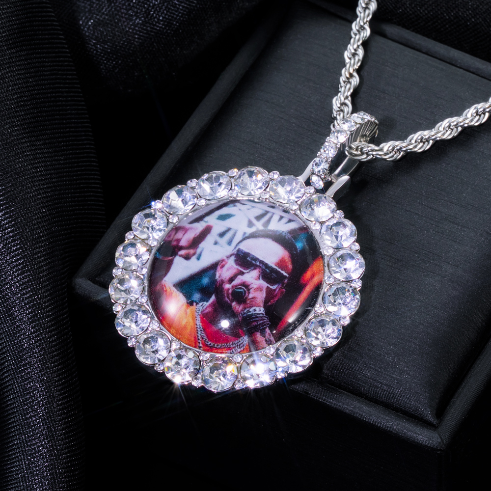  Custom Large Round Stones Photo Pendant