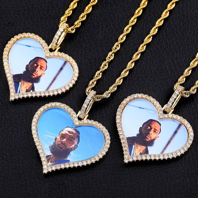 Custom Iced Heart Shape Photo Pendant