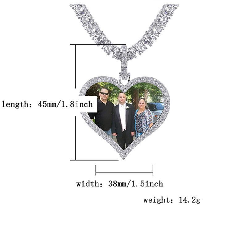 Custom Iced Heart Shape Photo Pendant