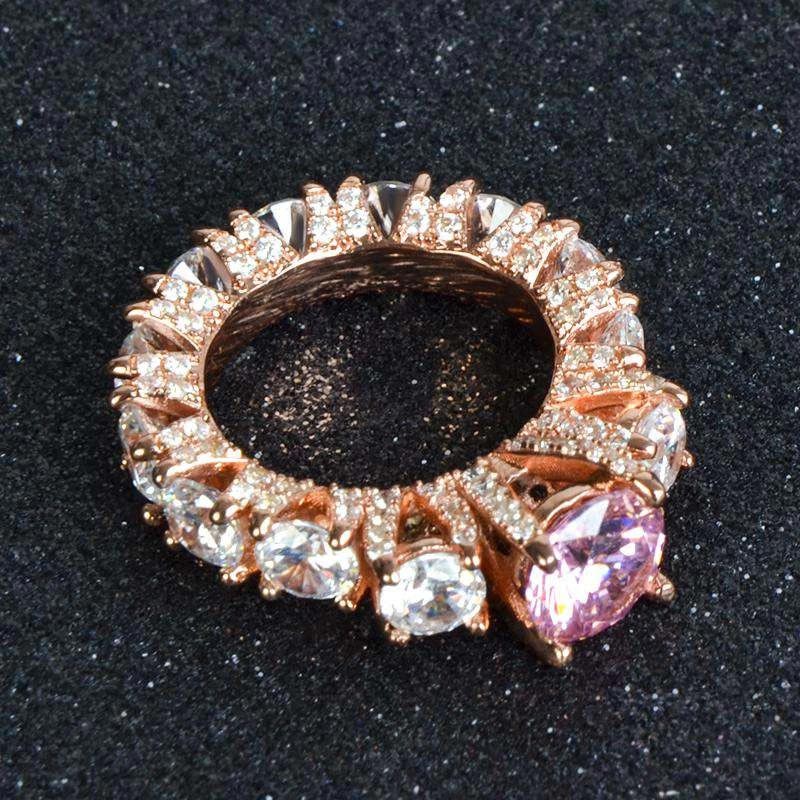 Pink& White Stone Engagement Ring in Rose Gold