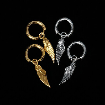 Angel Wings Earrings in White Gold