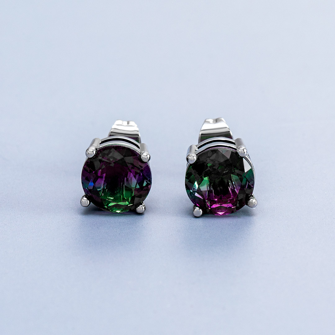 Round Multicolor Stone Stud Earrings