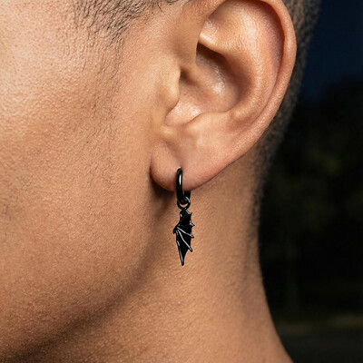 Devil Wing Dangle Earrings in Black Gold