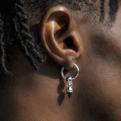 Removable Skull Head & Pointed Cross Cone Hoop Earrings