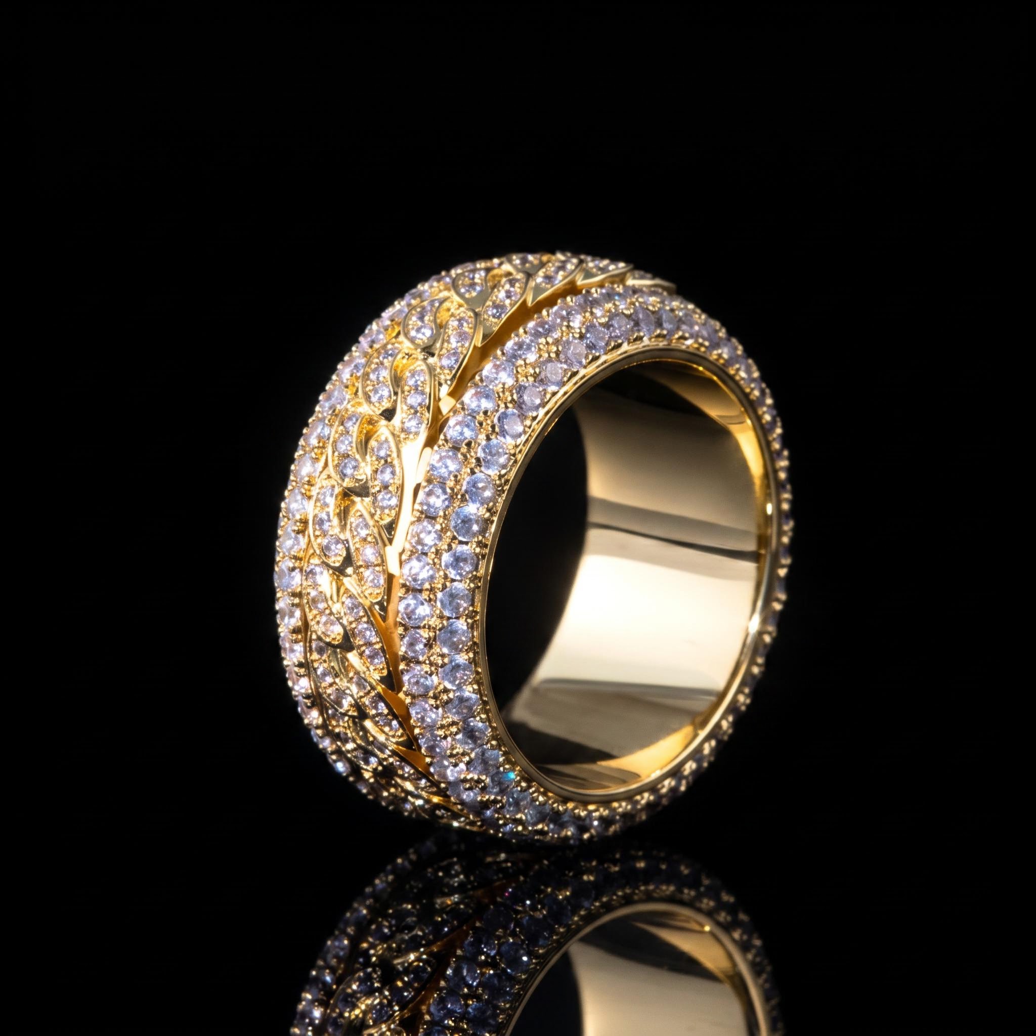 Iced Rotatable Cuban Ring in Gold Iced Rotatable Cuban Ring in Gold