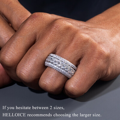 Iced Rotatable Cuban Ring in White Gold