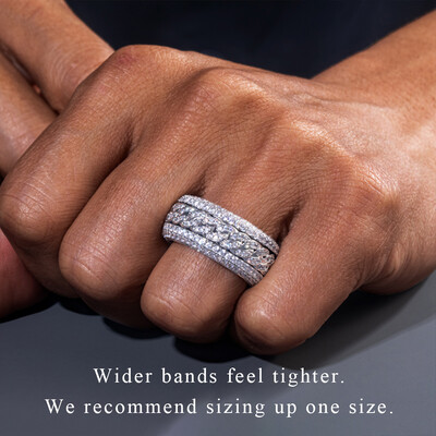 Iced Rotatable Cuban Ring in White Gold