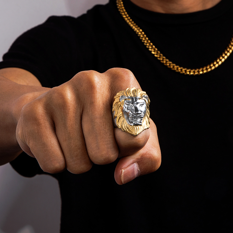 Stainless Steel Lion Head Ring
