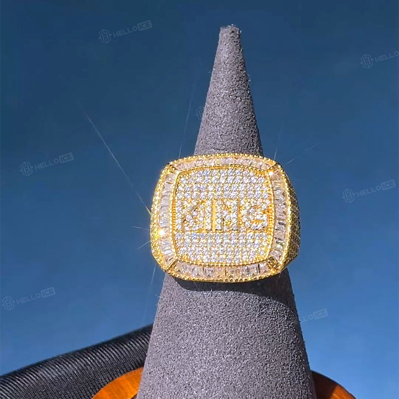 Iced 3D Custom Baguette Name Ring