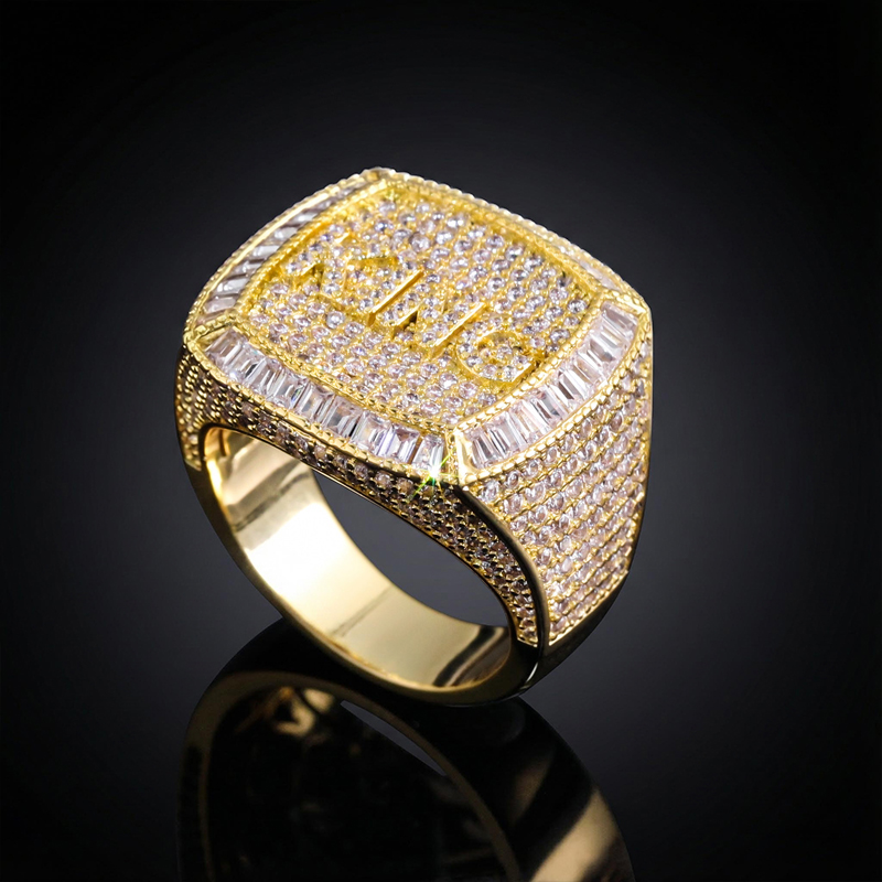 Iced 3D Custom Baguette Name Ring