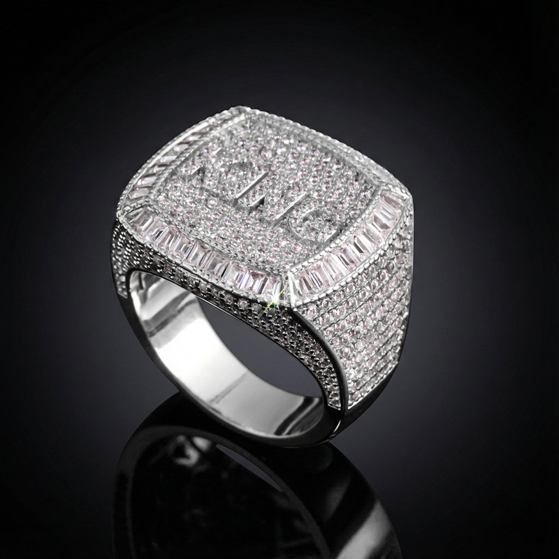 Iced 3D Custom Baguette Name Ring