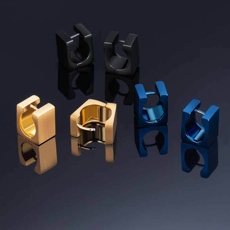 Titanium Steel Cuboid Huggie Earrings