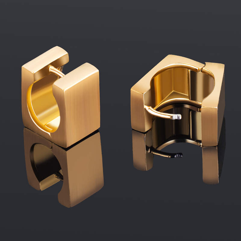 Titanium Steel Cuboid Huggie Earrings