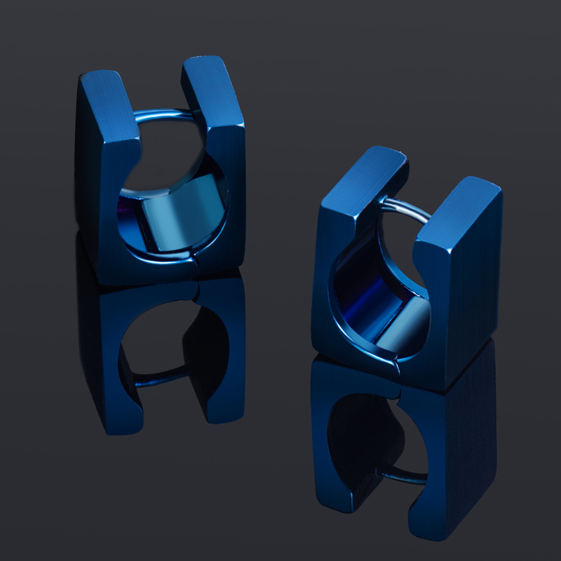 Titanium Steel Cuboid Huggie Earrings