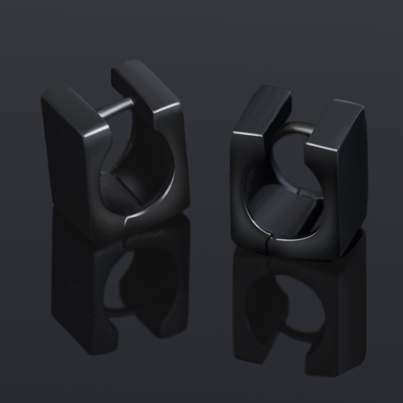 Titanium Steel Cuboid Huggie Earrings