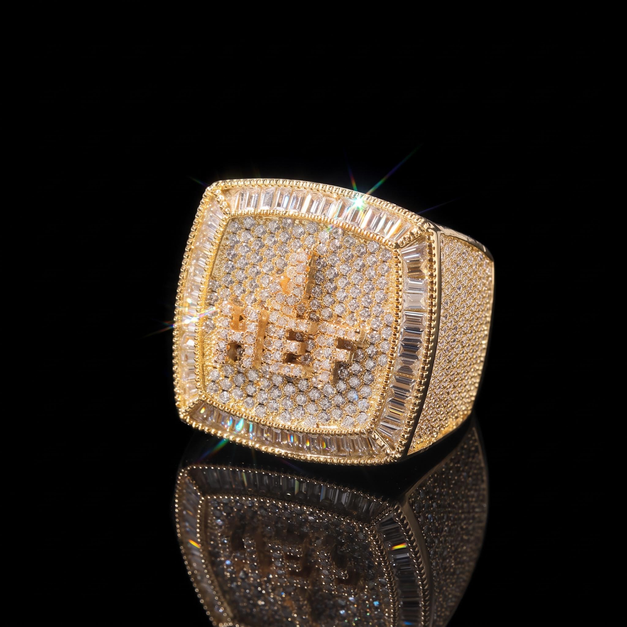 Iced Custom A-Z Baguette Letters Ring Iced Custom A-Z Baguette Letters Ring