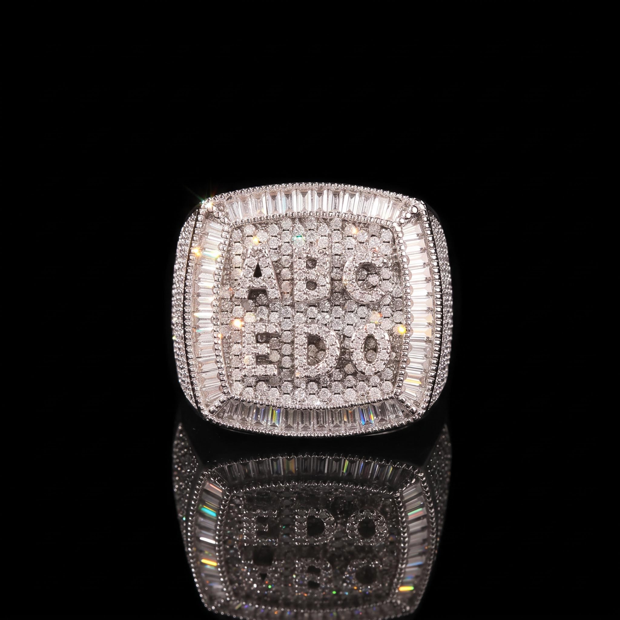 Iced Custom A-Z Baguette Letters Ring Iced Custom A-Z Baguette Letters Ring