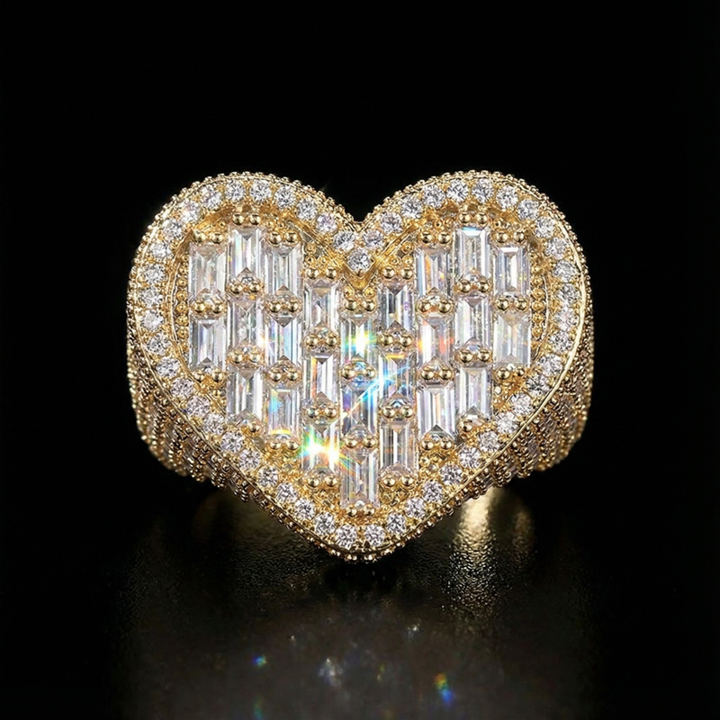 Heart-shaped Baguette Cut Ring