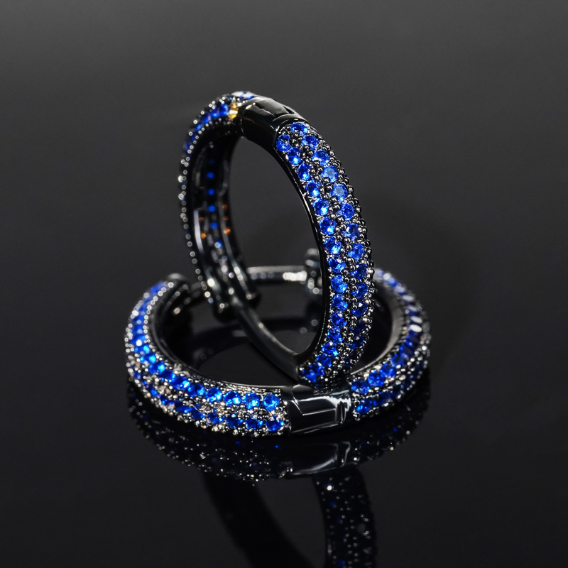 Iced Row Hoop Earrings