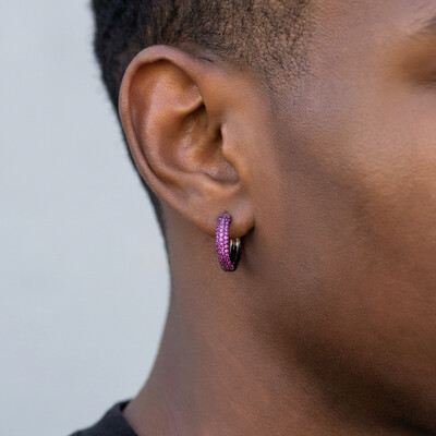 Iced Row Hoop Earrings