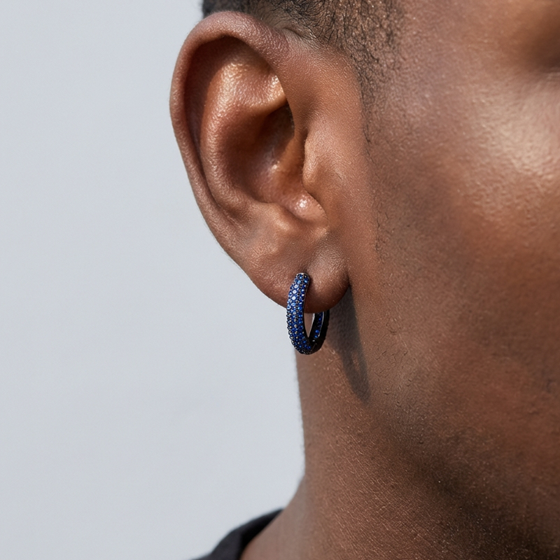 Iced Row Hoop Earrings Iced Row Hoop Earrings