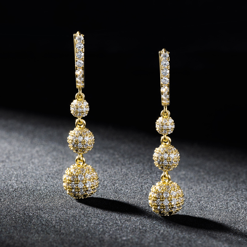 Fully Iced Ball Drop Earring