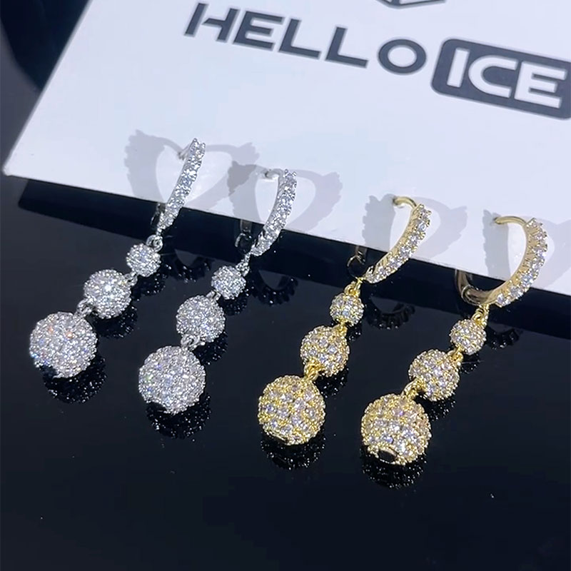 Fully Iced Ball Drop Earring