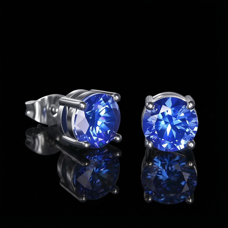 Sapphire Blue Round Cut Stud Earrings Sapphire Blue Round Cut Stud Earrings