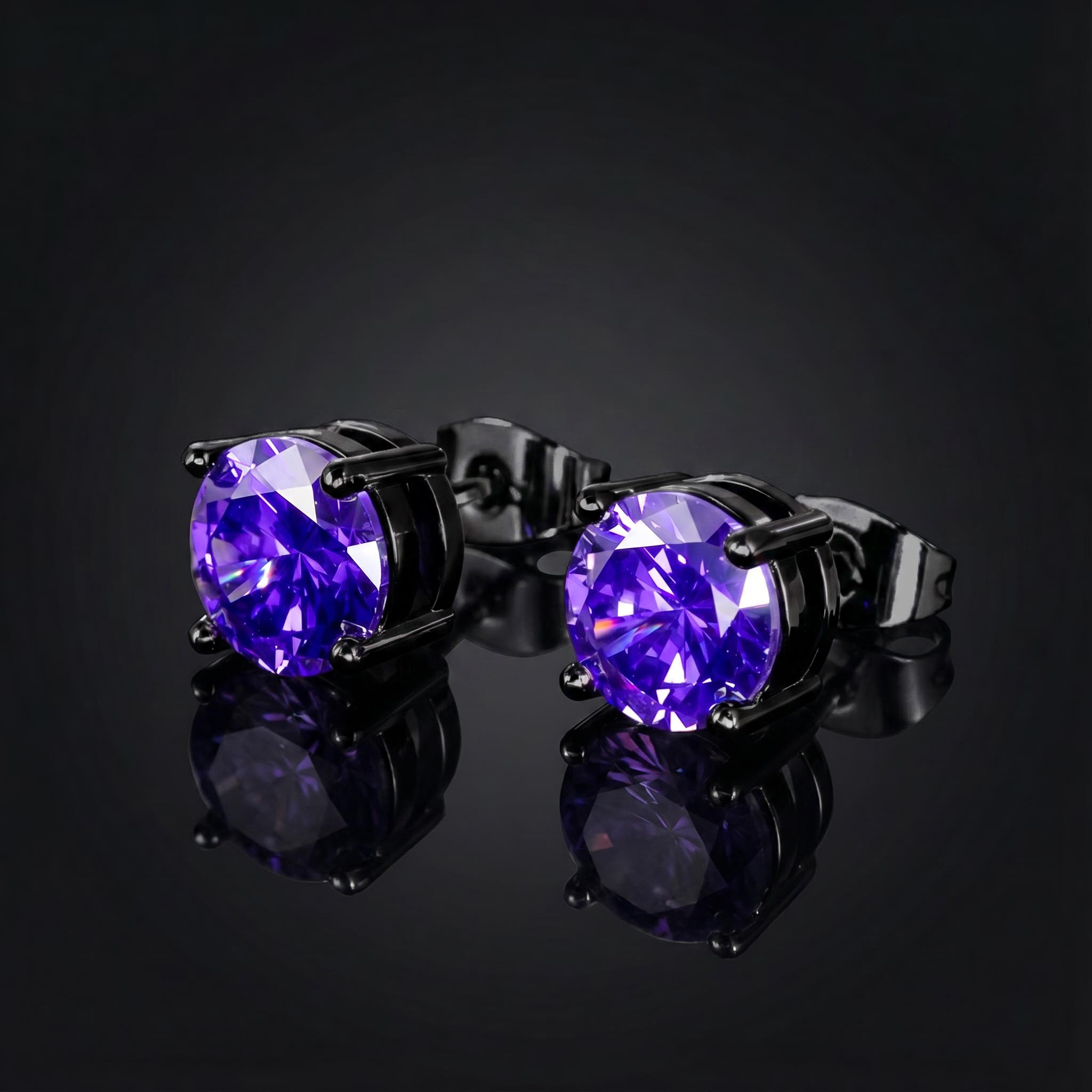 Violet Round Cut Stud Earrings Violet Round Cut Stud Earrings