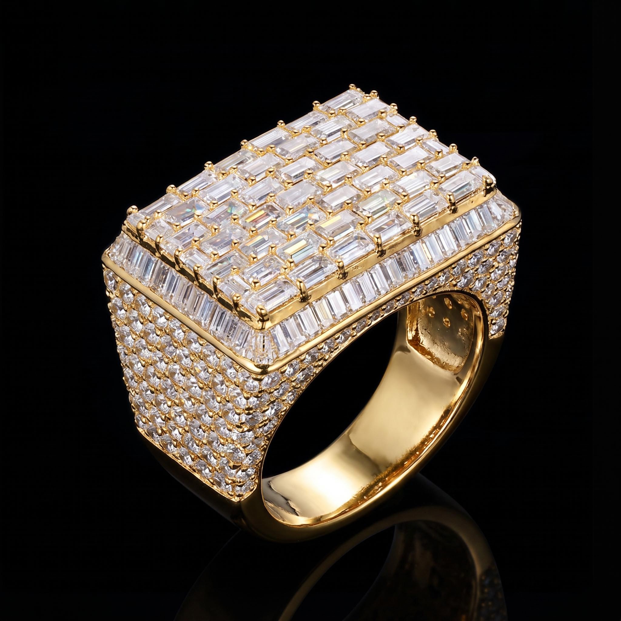 Baguette Cut Luxury Halo Men's Rectangle Ring Baguette Cut Luxury Halo Men's Rectangle Ring