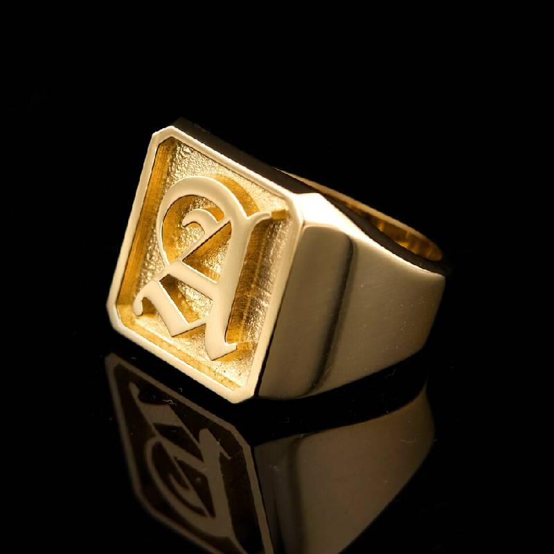  Old English Font 26 Initial Letters Rectangle Signet Ring