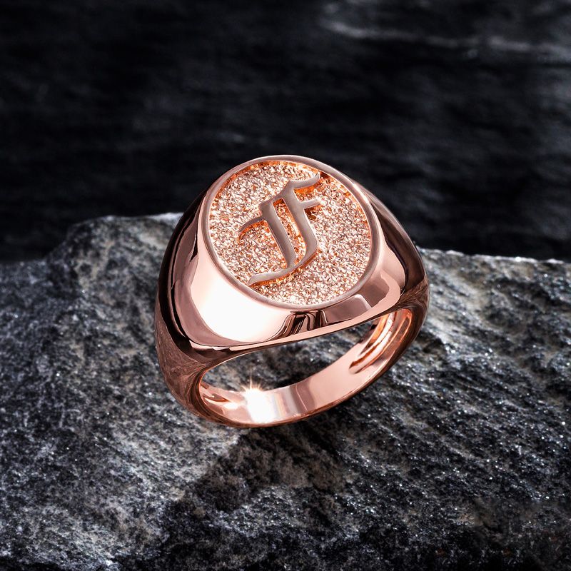 Old English Letters Oval Signet Ring