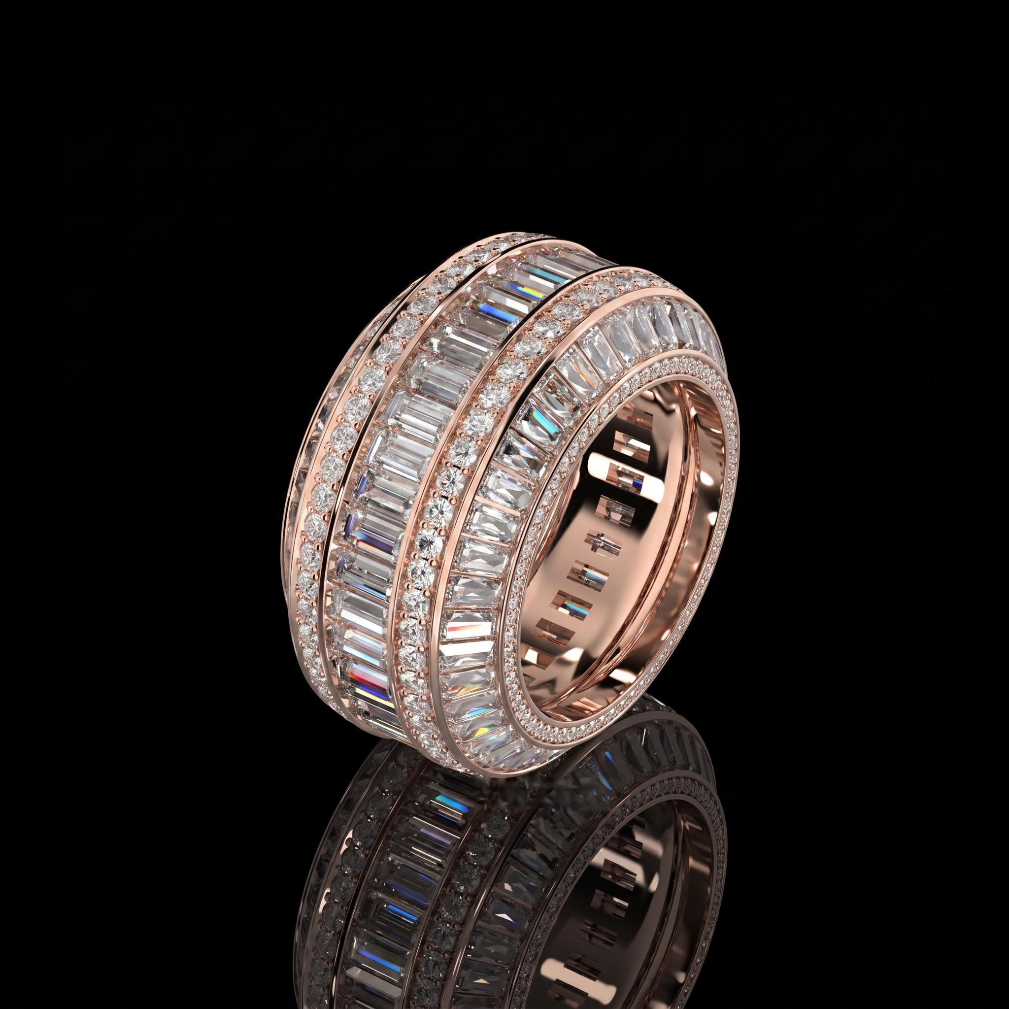 Baguette Cut Halo Micro Pave Diamonds Band Baguette Cut Halo Micro Pave Diamonds Band