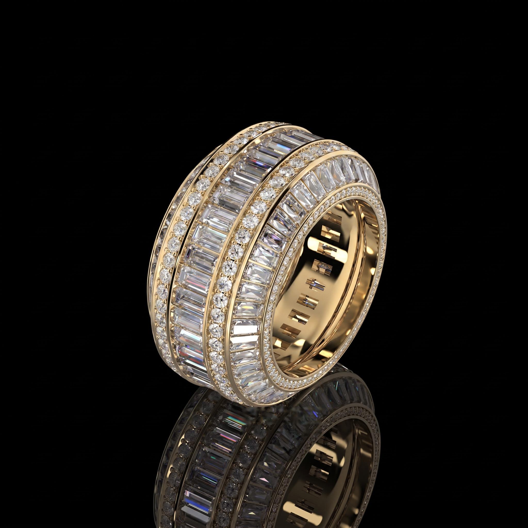 Baguette Cut Halo Micro Pave Diamonds Band Baguette Cut Halo Micro Pave Diamonds Band