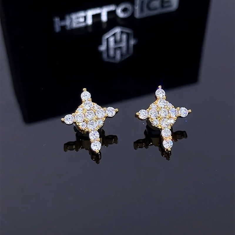 Iced Cross Magnetic Earring