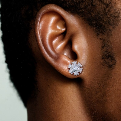 Iced Snowflake Magnetic Stud Earring
