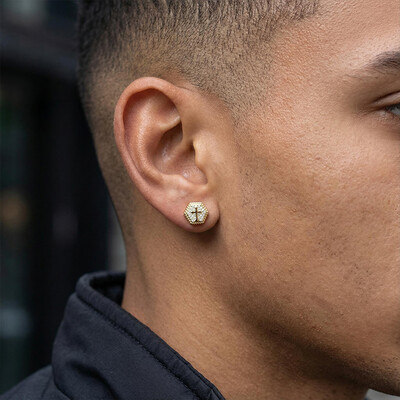 Iced Hexagon Cross Stud Earring