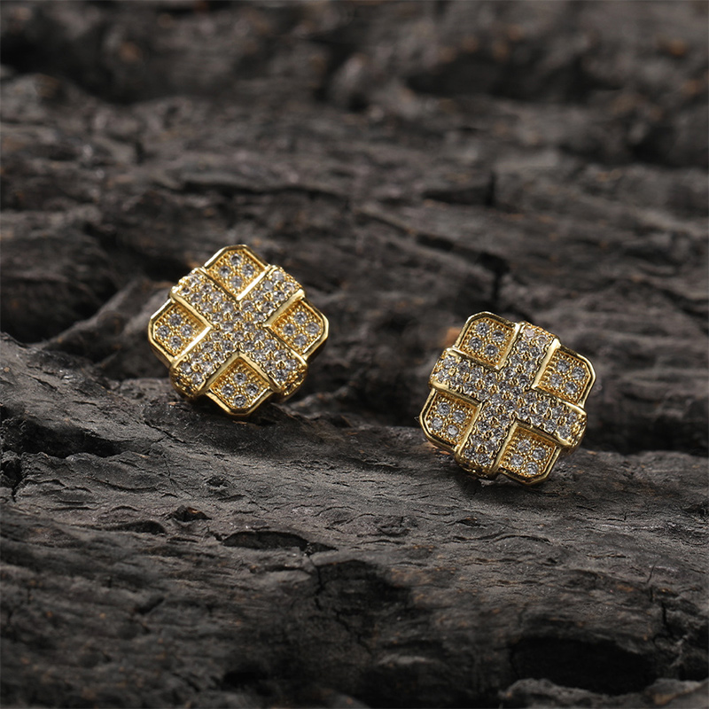 Dazzling Square Cross Stud Earring